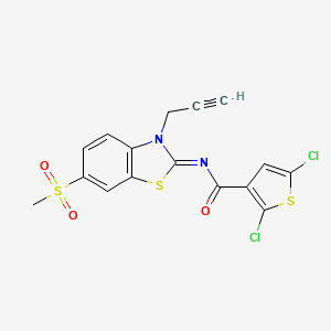 molecular formula C16H10Cl2N2O3S3 B2563956 2,5-dichloro-N-(6-methylsulfonyl-3-prop-2-ynyl-1,3-benzothiazol-2-ylidene)thiophene-3-carboxamide CAS No. 865181-77-7