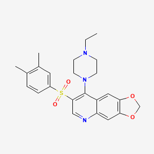 molecular formula C24H27N3O4S B2563965 1-[7-(3,4-dimethylbenzenesulfonyl)-2H-[1,3]dioxolo[4,5-g]quinolin-8-yl]-4-ethylpiperazine CAS No. 872200-28-7