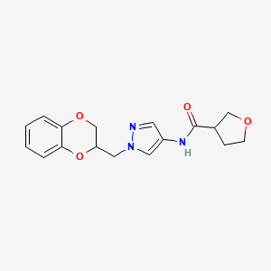 molecular formula C17H19N3O4 B2563984 N-{1-[(2,3-dihydro-1,4-benzodioxin-2-yl)methyl]-1H-pyrazol-4-yl}oxolane-3-carboxamide CAS No. 1798543-29-9