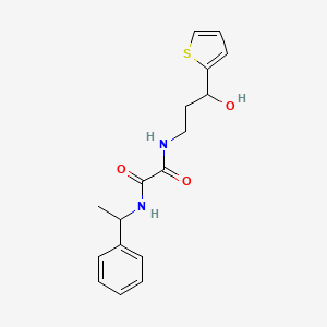 molecular formula C17H20N2O3S B2564021 N1-(3-hydroxy-3-(thiophen-2-yl)propyl)-N2-(1-phenylethyl)oxalamide CAS No. 1421517-17-0