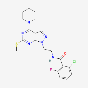 molecular formula C20H22ClFN6OS B2564023 2-chloro-6-fluoro-N-(2-(6-(methylthio)-4-(piperidin-1-yl)-1H-pyrazolo[3,4-d]pyrimidin-1-yl)ethyl)benzamide CAS No. 941985-71-3