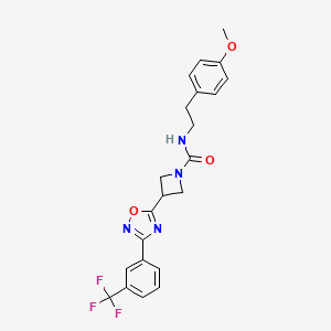 molecular formula C22H21F3N4O3 B2564033 N-(4-methoxyphenethyl)-3-(3-(3-(trifluoromethyl)phenyl)-1,2,4-oxadiazol-5-yl)azetidine-1-carboxamide CAS No. 1351658-08-6