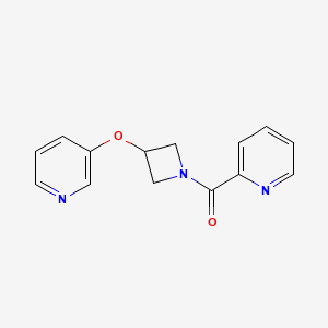 molecular formula C14H13N3O2 B2564044 2-[3-(pyridin-3-yloxy)azetidine-1-carbonyl]pyridine CAS No. 1903510-96-2