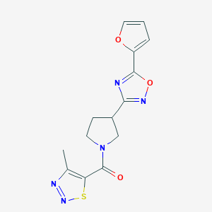 (3-(5-(Furan-2-yl)-1,2,4-oxadiazol-3-yl)pyrrolidin-1-yl)(4-methyl-1,2,3-thiadiazol-5-yl)methanone