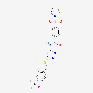 4-pyrrolidin-1-ylsulfonyl-N-[5-[[4-(trifluoromethyl)phenyl]methylsulfanyl]-1,3,4-thiadiazol-2-yl]benzamide