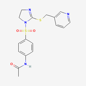 molecular formula C17H18N4O3S2 B2564114 N-{4-[(2-{[(pyridin-3-yl)methyl]sulfanyl}-4,5-dihydro-1H-imidazol-1-yl)sulfonyl]phenyl}acetamide CAS No. 868218-79-5