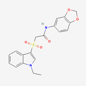 N-(benzo[d][1,3]dioxol-5-yl)-2-((1-ethyl-1H-indol-3-yl)sulfonyl)acetamide