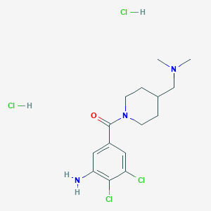 molecular formula C15H23Cl4N3O B2564143 (3-Amino-4,5-dichlorophenyl)-[4-[(dimethylamino)methyl]piperidin-1-yl]methanone;dihydrochloride CAS No. 2095409-13-3