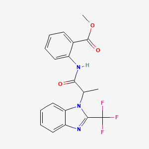 molecular formula C19H16F3N3O3 B2564144 methyl 2-({2-[2-(trifluoromethyl)-1H-1,3-benzimidazol-1-yl]propanoyl}amino)benzenecarboxylate CAS No. 692732-71-1