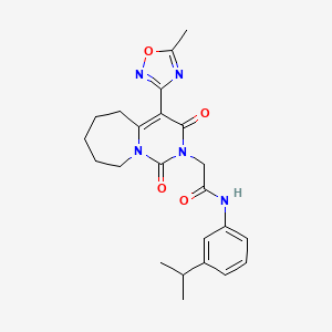 molecular formula C23H27N5O4 B2564147 N-(3-isopropylphenyl)-2-[4-(5-methyl-1,2,4-oxadiazol-3-yl)-1,3-dioxo-3,5,6,7,8,9-hexahydropyrimido[1,6-a]azepin-2(1H)-yl]acetamide CAS No. 1775338-53-8
