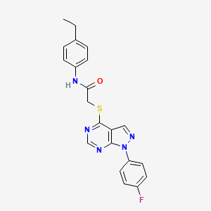 molecular formula C21H18FN5OS B2564148 N-(4-ethylphenyl)-2-{[1-(4-fluorophenyl)-1H-pyrazolo[3,4-d]pyrimidin-4-yl]sulfanyl}acetamide CAS No. 893935-08-5