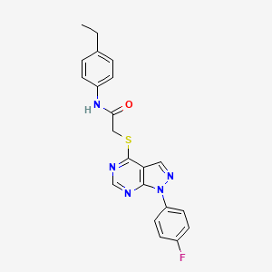 molecular formula C21H18FN5OS B2564148 N-(4-ethylphenyl)-2-[1-(4-fluorophenyl)pyrazolo[3,4-d]pyrimidin-4-yl]sulfanylacetamide CAS No. 893935-08-5
