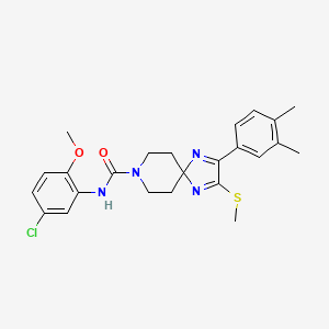 molecular formula C24H27ClN4O2S B2564151 N-(5-CHLORO-2-METHOXYPHENYL)-2-(3,4-DIMETHYLPHENYL)-3-(METHYLSULFANYL)-1,4,8-TRIAZASPIRO[4.5]DECA-1,3-DIENE-8-CARBOXAMIDE CAS No. 894889-87-3