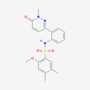 molecular formula C20H21N3O4S B2564152 2-methoxy-4,5-dimethyl-N-(2-(1-methyl-6-oxo-1,6-dihydropyridazin-3-yl)phenyl)benzenesulfonamide CAS No. 1448058-78-3