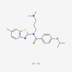 molecular formula C23H30ClN3O2S B2564156 N-(3-(dimethylamino)propyl)-4-isopropoxy-N-(6-methylbenzo[d]thiazol-2-yl)benzamide hydrochloride CAS No. 1219160-37-8
