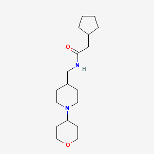molecular formula C18H32N2O2 B2564160 2-cyclopentyl-N-((1-(tetrahydro-2H-pyran-4-yl)piperidin-4-yl)methyl)acetamide CAS No. 2034570-58-4