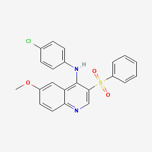 molecular formula C22H17ClN2O3S B2564161 N-(4-氯苯基)-6-甲氧基-3-(苯磺酰基)喹啉-4-胺 CAS No. 895642-82-7