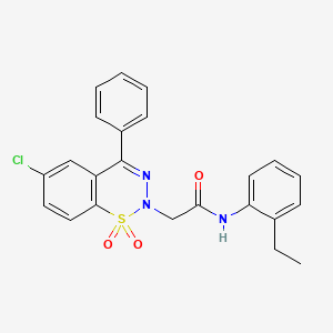 molecular formula C23H20ClN3O3S B2564163 2-(6-chloro-1,1-dioxido-4-phenyl-2H-1,2,3-benzothiadiazin-2-yl)-N-(2-ethylphenyl)acetamide CAS No. 1031669-75-6