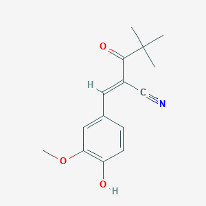 molecular formula C15H17NO3 B2564164 (2E)-2-[(4-hydroxy-3-methoxyphenyl)methylidene]-4,4-dimethyl-3-oxopentanenitrile CAS No. 587853-28-9