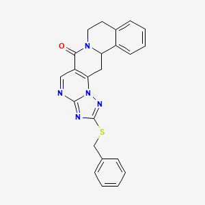 2-(benzylsulfanyl)-8,9,13b,14-tetrahydro-6H-[1,2,4]triazolo[5'',1'':2',3']pyrimido[4',5':4,5]pyrido[2,1-a]isoquinolin-6-one