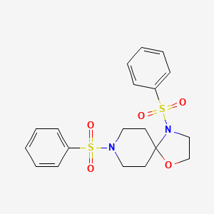 molecular formula C19H22N2O5S2 B2564170 4,8-Bis(phenylsulfonyl)-1-oxa-4,8-diazaspiro[4.5]decane CAS No. 898425-20-2