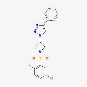 molecular formula C18H17ClN4O2S B2564171 1-(1-((5-chloro-2-methylphenyl)sulfonyl)azetidin-3-yl)-4-phenyl-1H-1,2,3-triazole CAS No. 2034266-48-1