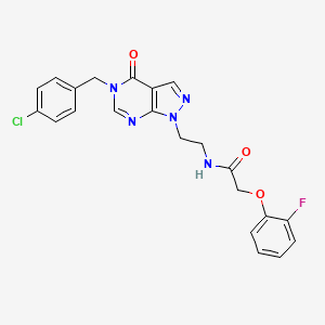 molecular formula C22H19ClFN5O3 B2564175 N-(2-(5-(4-chlorobenzyl)-4-oxo-4,5-dihydro-1H-pyrazolo[3,4-d]pyrimidin-1-yl)ethyl)-2-(2-fluorophenoxy)acetamide CAS No. 922056-99-3