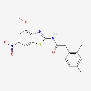 molecular formula C18H17N3O4S B2564185 2-(2,4-dimethylphenyl)-N-(4-methoxy-6-nitro-1,3-benzothiazol-2-yl)acetamide CAS No. 899958-23-7