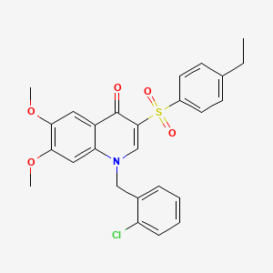molecular formula C26H24ClNO5S B2564190 1-(2-chlorobenzyl)-3-((4-ethylphenyl)sulfonyl)-6,7-dimethoxyquinolin-4(1H)-one CAS No. 899213-53-7