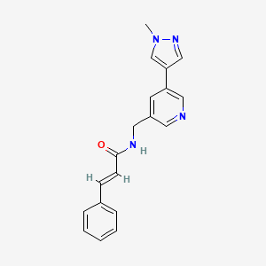 molecular formula C19H18N4O B2564191 N-((5-(1-methyl-1H-pyrazol-4-yl)pyridin-3-yl)methyl)cinnamamide CAS No. 2034997-91-4