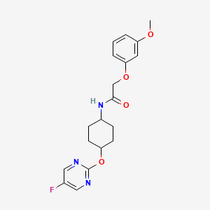 molecular formula C19H22FN3O4 B2564193 N-((1r,4r)-4-((5-fluoropyrimidin-2-yl)oxy)cyclohexyl)-2-(3-methoxyphenoxy)acetamide CAS No. 2034446-17-6