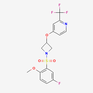 molecular formula C16H14F4N2O4S B2564208 4-[1-(5-Fluoro-2-methoxyphenyl)sulfonylazetidin-3-yl]oxy-2-(trifluoromethyl)pyridine CAS No. 2380079-86-5