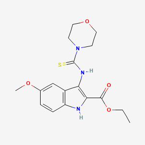 molecular formula C17H21N3O4S B2564209 ethyl 5-methoxy-3-[(morpholin-4-ylcarbonothioyl)amino]-1H-indole-2-carboxylate CAS No. 866843-56-3