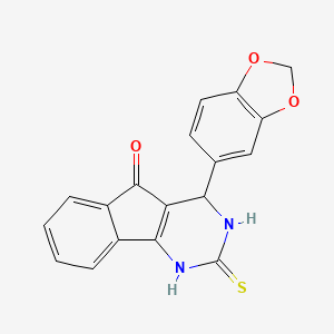 molecular formula C18H12N2O3S B2564214 4-(1,3-benzodioxol-5-yl)-2-thioxo-1,2,3,4-tetrahydro-5H-indeno[1,2-d]pyrimidin-5-one CAS No. 691870-04-9