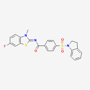 molecular formula C23H18FN3O3S2 B2564223 (E)-N-(6-fluoro-3-methylbenzo[d]thiazol-2(3H)-ylidene)-4-(indolin-1-ylsulfonyl)benzamide CAS No. 399000-69-2