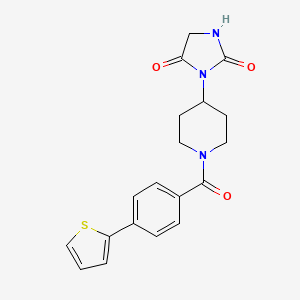molecular formula C19H19N3O3S B2564225 3-(1-(4-(Thiophen-2-yl)benzoyl)piperidin-4-yl)imidazolidine-2,4-dione CAS No. 2034312-11-1