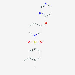 molecular formula C17H21N3O3S B2564227 4-((1-((3,4-Dimethylphenyl)sulfonyl)piperidin-3-yl)oxy)pyrimidine CAS No. 2034499-79-9