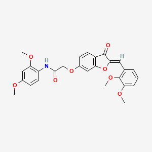 molecular formula C27H25NO8 B2564238 (Z)-2-((2-(2,3-dimethoxybenzylidene)-3-oxo-2,3-dihydrobenzofuran-6-yl)oxy)-N-(2,4-dimethoxyphenyl)acetamide CAS No. 900259-16-7