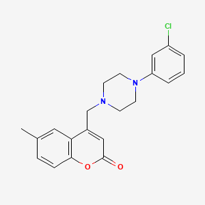 molecular formula C21H21ClN2O2 B2564241 4-[[4-(3-Chlorophenyl)piperazin-1-yl]methyl]-6-methylchromen-2-one CAS No. 862244-18-6