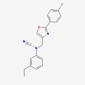 molecular formula C19H16FN3O B2564259 N-cyano-3-ethyl-N-{[2-(4-fluorophenyl)-1,3-oxazol-4-yl]methyl}aniline CAS No. 1384576-35-5