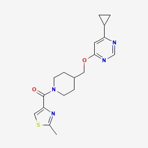molecular formula C18H22N4O2S B2564272 (4-(((6-Cyclopropylpyrimidin-4-yl)oxy)methyl)piperidin-1-yl)(2-methylthiazol-4-yl)methanone CAS No. 2309538-64-3