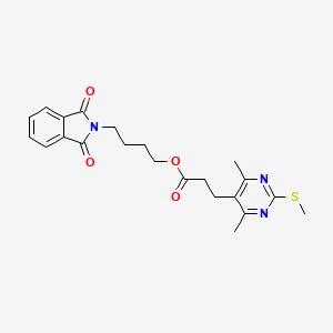 molecular formula C22H25N3O4S B2564291 4-(1,3-dioxo-2,3-dihydro-1H-isoindol-2-yl)butyl 3-[4,6-dimethyl-2-(methylsulfanyl)pyrimidin-5-yl]propanoate CAS No. 1147400-66-5