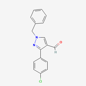 molecular formula C17H13ClN2O B2564294 1-苄基-3-(4-氯苯基)-1H-吡唑-4-甲醛 CAS No. 956373-98-1