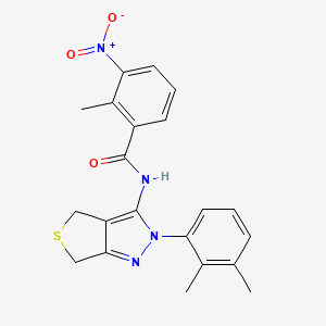 molecular formula C21H20N4O3S B2564298 N-[2-(2,3-二甲基苯基)-4,6-二氢噻吩并[3,4-c]吡唑-3-基]-2-甲基-3-硝基苯甲酰胺 CAS No. 450344-18-0