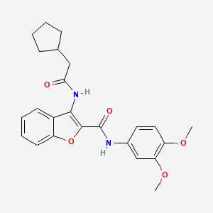 molecular formula C24H26N2O5 B2564304 3-(2-cyclopentylacetamido)-N-(3,4-dimethoxyphenyl)benzofuran-2-carboxamide CAS No. 872609-38-6