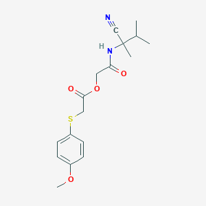 molecular formula C17H22N2O4S B2564306 [2-[(2-Cyano-3-methylbutan-2-yl)amino]-2-oxoethyl] 2-(4-methoxyphenyl)sulfanylacetate CAS No. 874609-77-5