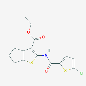 molecular formula C15H14ClNO3S2 B2564320 ethyl 2-(5-chlorothiophene-2-amido)-4H,5H,6H-cyclopenta[b]thiophene-3-carboxylate CAS No. 325987-37-9