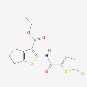 molecular formula C15H14ClNO3S2 B2564320 ethyl 2-(5-chlorothiophene-2-carboxamido)-5,6-dihydro-4H-cyclopenta[b]thiophene-3-carboxylate CAS No. 325987-37-9