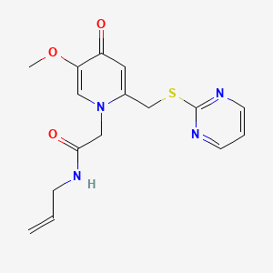 molecular formula C16H18N4O3S B2564330 N-allyl-2-(5-methoxy-4-oxo-2-((pyrimidin-2-ylthio)methyl)pyridin-1(4H)-yl)acetamide CAS No. 920408-71-5
