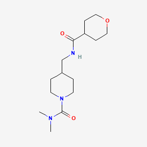 molecular formula C15H27N3O3 B2564332 N,N-dimethyl-4-((tetrahydro-2H-pyran-4-carboxamido)methyl)piperidine-1-carboxamide CAS No. 2034459-84-0